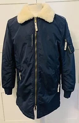 Alpha Industrie Longline Dark Navy Blue Coat Jacket Size L VGC • $93.33