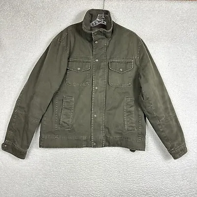 Levis Sherpa Lined Bomber Coat Button Up Mens Size Large Denim Green Outdoor • $20.29