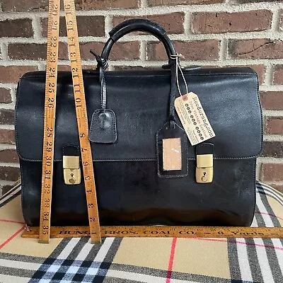 RARE VINTAGE 1980s BLACK T. ANTHONY LEATHER MACBOOK LUXURY BRIEFCASE BAG R$2250 • $877.25