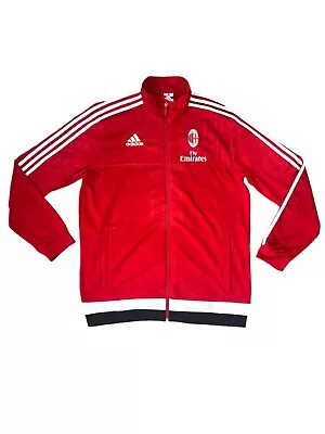 AC Milan Adidas Football Track Jacket Training Mens Large Soccer Red • £24.99