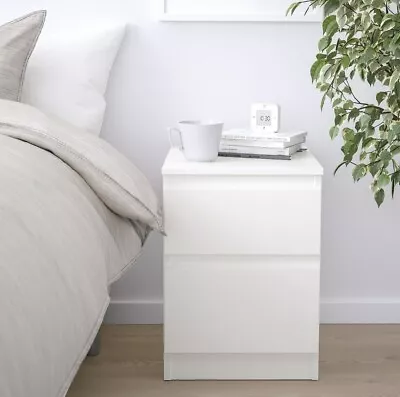 White Chest Of 2 Drawers Modern Bedroom Furniture Storage Bedside Table Wardrobe • £46.99
