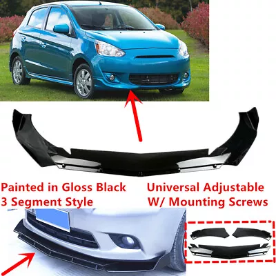 Add-on Universal For 2014-2015 Mitsubishi Mirage Black Front Bumper Lip Splitter • $55.90