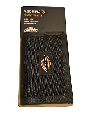 Dickies Mens Nylon Trifold Wallet Black Fabric One Size Tri Fold Billfold Pocket • $17