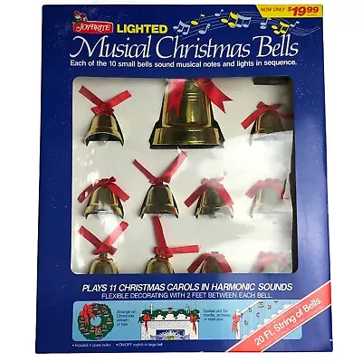 Vintage Musical Christmas Bells NIB 10 Light Up Joy Bright Retro  • $55