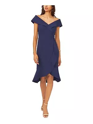 MSK Womens Zippered Short Sleeve V Neck Below The Knee Evening Faux Wrap Dress • $12.99