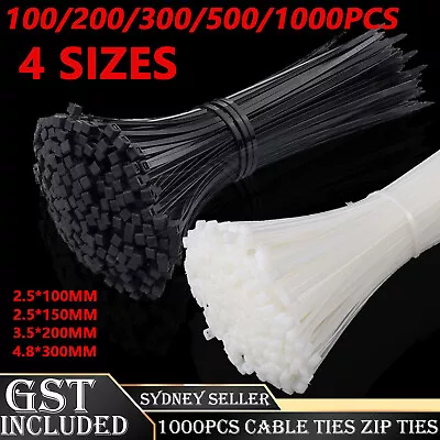 Cable Ties Zip Ties Nylon UV Stabilised Bulk Black White Cable Ties 4.8mm 300mm • $20.90