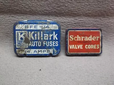 Vintage Schrader Valve Cores Killark Auto Fuses Collectible Tin Containers • $5