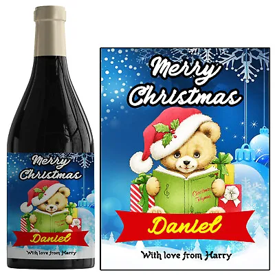 £2.49 • Buy Personalised Christmas Xmas Greetings Gift Wine Bottle Label Any Name Message 03