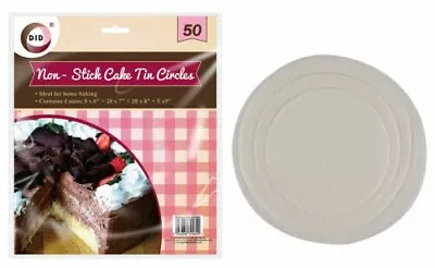 50x Round Cake Tin Liners Non-Stick Greaseproof Circles Baking • £5.99