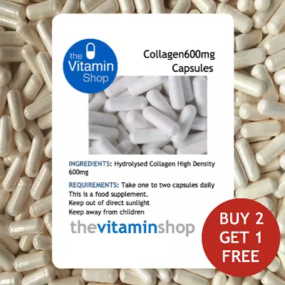 Collagen 600mg High Strength Capsules | BUY 2 GET 1 FREE | Same Day Dispatch • £6.99