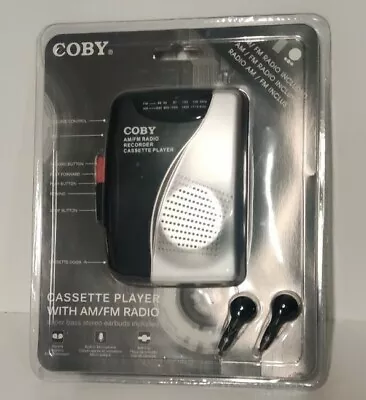 Coby CVR-28-BLK AM/FM Cassette Recorder With Stereo Earbuds Black - Ships Free • $35.70