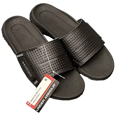 Under Armour 3025047 Unisex Slip On Slide Sandals Wild Gripper Black Mens SZ 12 • $60