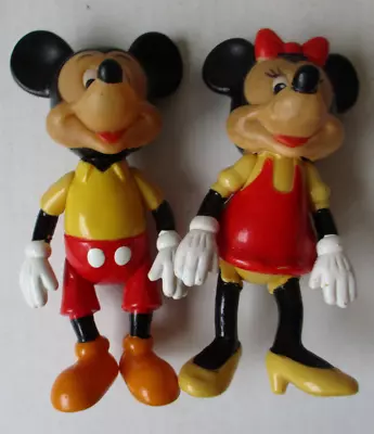 Vintage MICKEY AND MINNIE MOUSE Walt Disney Jointed Figure 5.5  * Hong Kong • $5