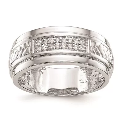 10K White Gold 1/8 Carat Diamond Trio Men's Complete Wedding Band • $783.20