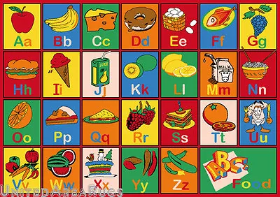 3x5 Educational Rug Kids ABC Food Names School Learning Time Alphabet  Fruit New • $59.99