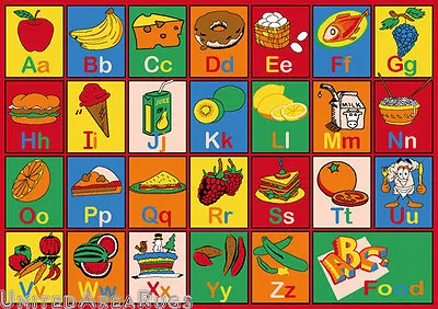 5x7 Educational Rug Kids ABC Food Names School Learning Time Alphabet  Fruit New • $99.99