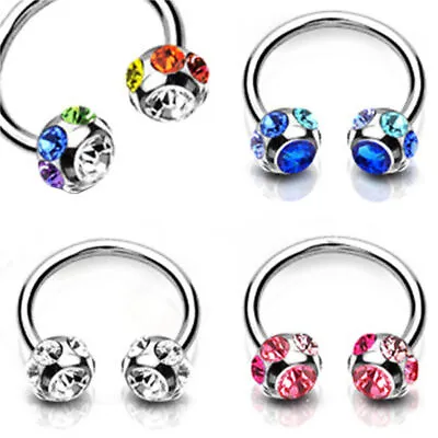 14g (1.6mm) Horseshoe Circular Barbell Disco Ball 316L-Surgical Steel (1 Piece) • $4.99