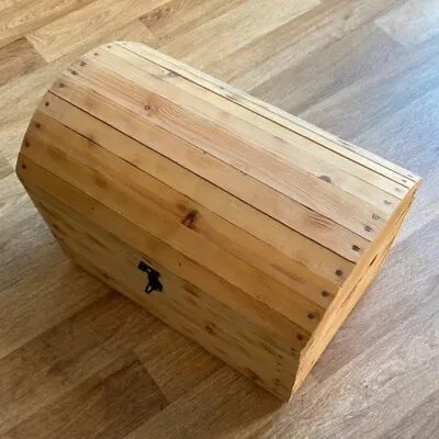 Small Rustic Pine Wooden Chest Trunk Box • £25