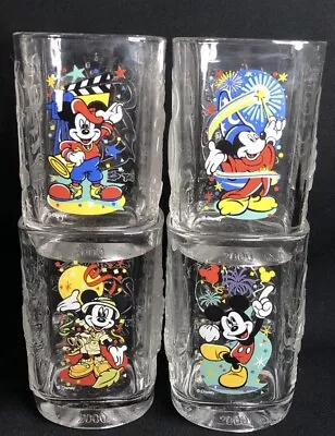 Set Of Four McDonalds Walt Disney World Celebration 2000 Glass Cups Mickey Mouse • $25.99