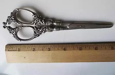 Antique Sterling Silver Sewing Scissors Ornate Flowers Scrolls Hallmark • $29.99