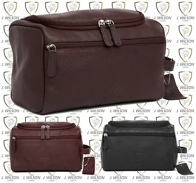 Mens Designer Leather Travel Wash Bag Genuine Handmade Overnight Unisex Bag Kit • £18.41