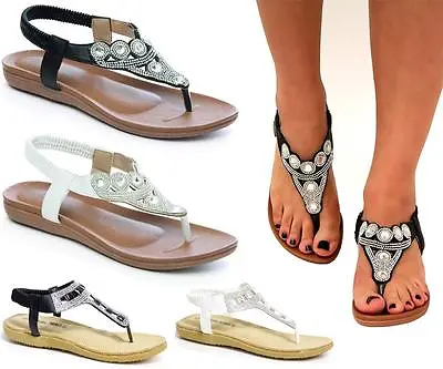 £5.95 • Buy Womens Ladies Low Flat Wedge Heel Ankle Strap Gladiator Summer Sandals Shoes Siz