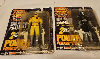 2 1994 TRENDMASTERS MASTERBOTIX POWERBOTS  DIE CAST METAL FIGURE Black Jack &... • $29.99