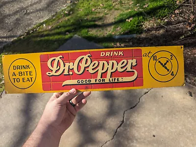 Vintage DR PEPPER Metal Sign Drink A Bite To Eat Advertising 23 X5  • $299.95