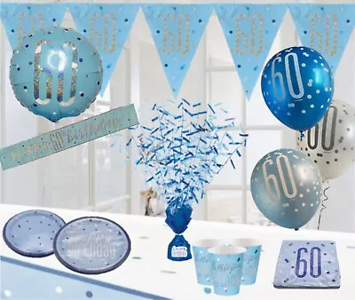 Blue & White Themed 60th Birthday Party Decorations & Happy Birthday Decorations • £4.50