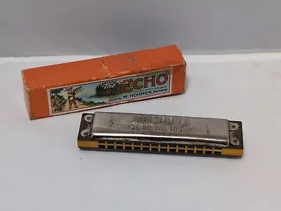 M. Hohner Harmonica The Echo Bell Metal Reeds C W/ Case Germany Vintage • $39.90