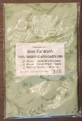 Silver Star Elasticized Table Cover Green 48  Round New For Table 40  To 44  • $21.94