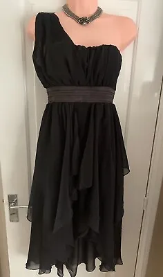 £15 • Buy Luxury Brand Eva & Lola Ladies Black One Strap Dress Size L / 12 New With Tags
