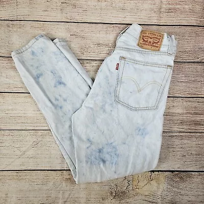 Levi's 501 Button Fly Jeans Light Acid Wash Tie Dye High Waist 26 X 26 (26 X 25) • £12.01