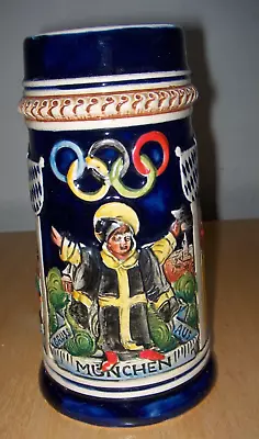 1972 Germany Olympics Tall Mug/Stein (Munchen/Hoffbrau/Rathus M. Frauenkirche) • $15