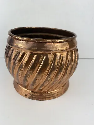 Vintage Copper Planter Bucket Pot Kettle Wrought Iron Handles 5.5 X7  • $39