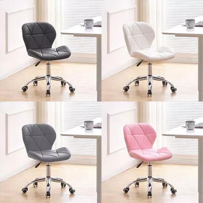 Cushioned Computer Desk Office Chair Chrome Legs Lift Swivel Small Adjustable • £40.90