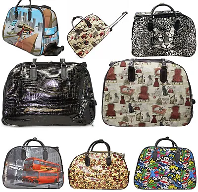 Unisex Ladies Holdall Hand Luggage Printed Floral Weekender Wheeled Trolley Bag • £22.94