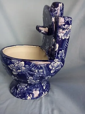  Blue /White Toilet -Brush Holder/Regency Ironstone- 11  -Vintage Style • £29.95