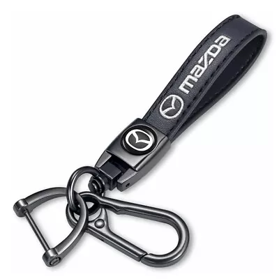 (Black) Genuine Leather Mazda Keychain Quick Release Clasp Fob Ring • $11.99