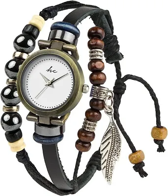 Hippie Chic Watch And Bracelet Set Hc Boho Shine Aubrey Brown Strap Festival New • £4.95