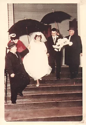 Vintage Photograph Found Photo Bride Groom Umbrella 60s Color Photograph • $2.49