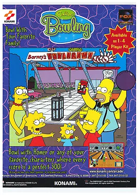 The Simpsons Bowling By Konami Video Arcade Flyer / Brochure / Ad • $9.95