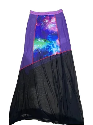 Versace Jeans Couture Galaxy Print Sheer Maxi Skirt Size 46 • £150