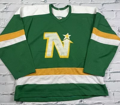 Vintage 80s NHL Minnesota North Stars Mens Large Green Knit Hockey Jersey #11 • $40