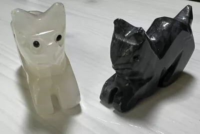 VTG Cut Marble Cat Kitten Grey & Black White & Tan Miniature Figurines Totem • $14.99
