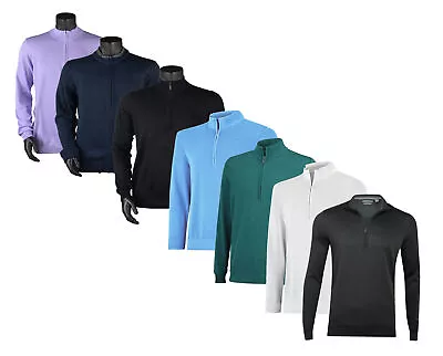 Ashworth Men's Solid Half Zip Pima Fitted Pullover Sweater Color Options • $23.99