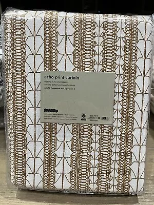 West Elm Echo Print Curtains  Drapes 48x84  S/2 Gold Dust • $49