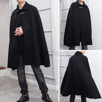 Mens Gothic Punk Cape Cloak Hippie Poncho Coat Jacket Overcoat Shirt Winter Warm • $41.75