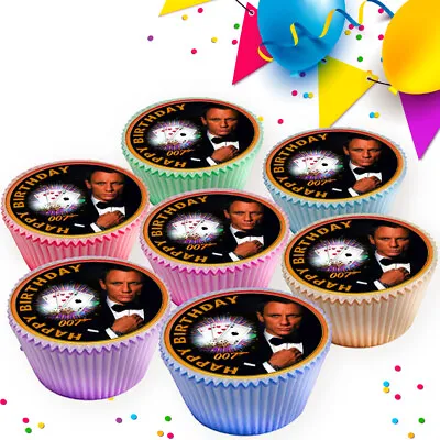 James Bond Birthday Casino Cupcake Toppers Edible Cake Decorations Cc0286 • £4.99