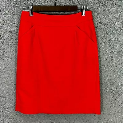 J. Crew Womens The Pencil Skirt 4 Red Cotton Office Career Preppy  • $16.31